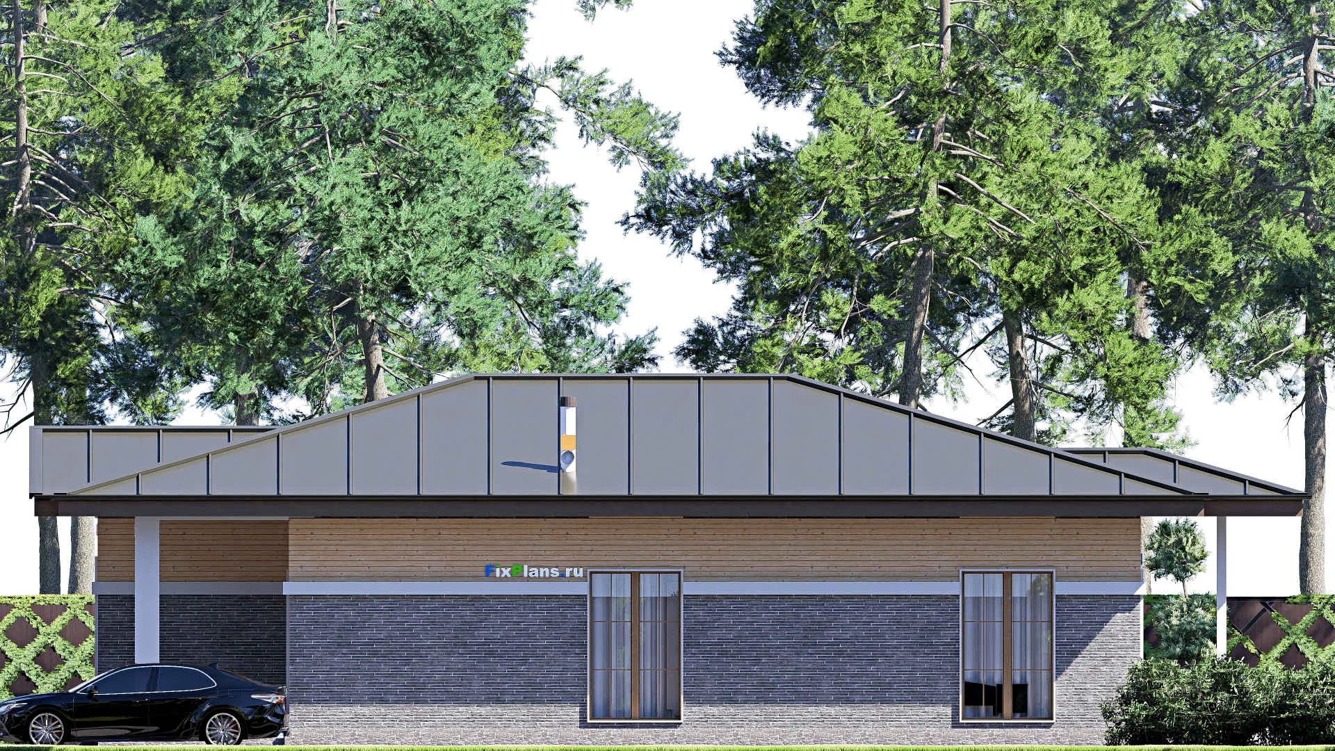 F-20843 - Проект одноэтажного дома 13 на 18, площадью 160 м² с 3 спальнями