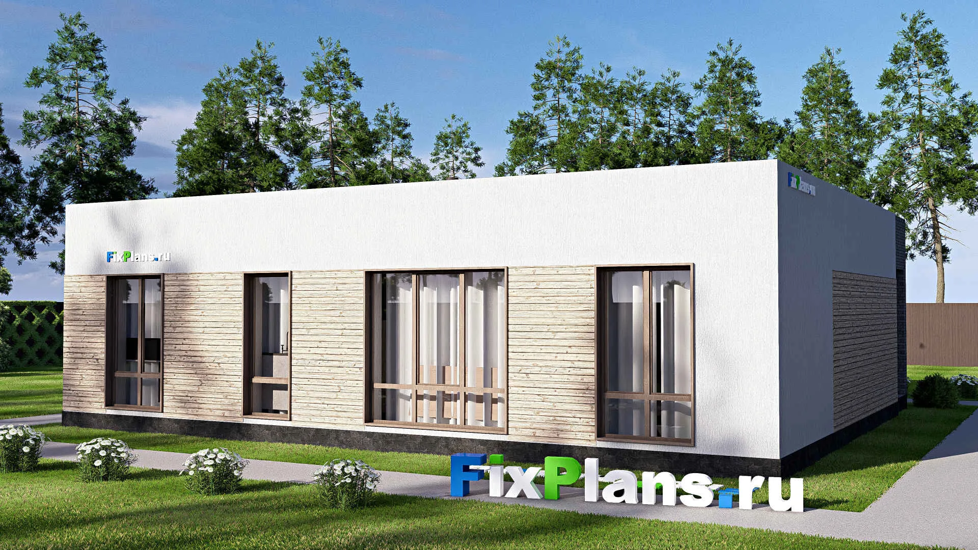 F-20564 - Проект одноэтажного дома 12 на 14, площадью 130 м² с 4 спальнями