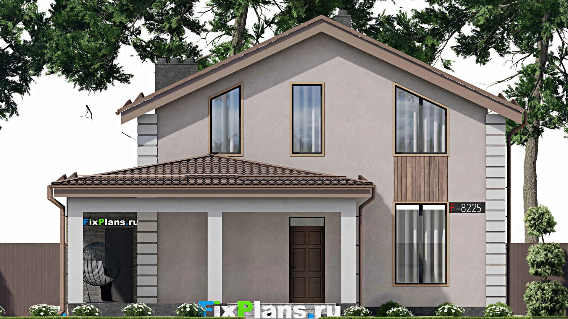 F-8225 - Планы дома с мансардой 9 на 13, площадью 160 м² с террасой и 3 спальнями