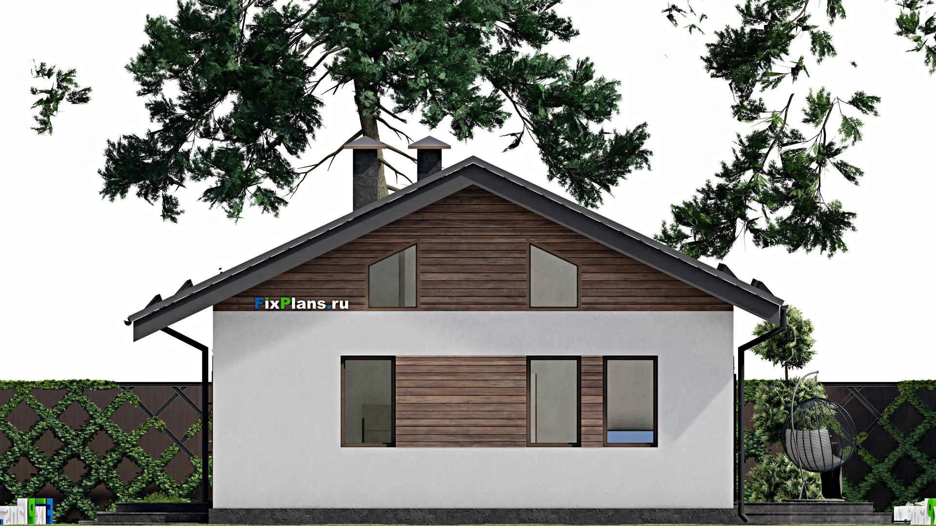 F-3995 - Проект одноэтажного дома 9 на 14, площадью 110 м² с террасой и 3 спальнями