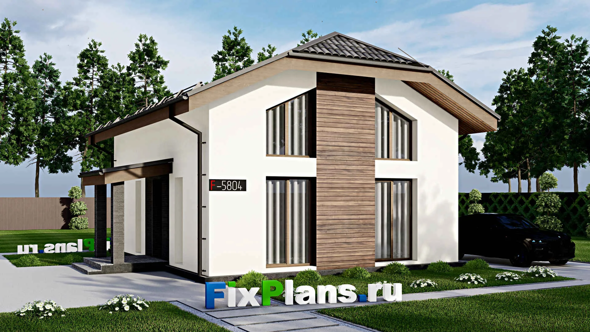 F-5804 - Проект дома с мансардой 9 на 11, площадью 130 м² с 4 спальнями