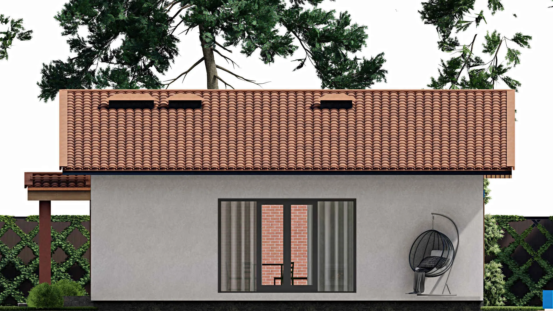 F-9926 - План одноэтажного дома 12 на 19, площадью 170 м² с террасой и 3 спальнями
