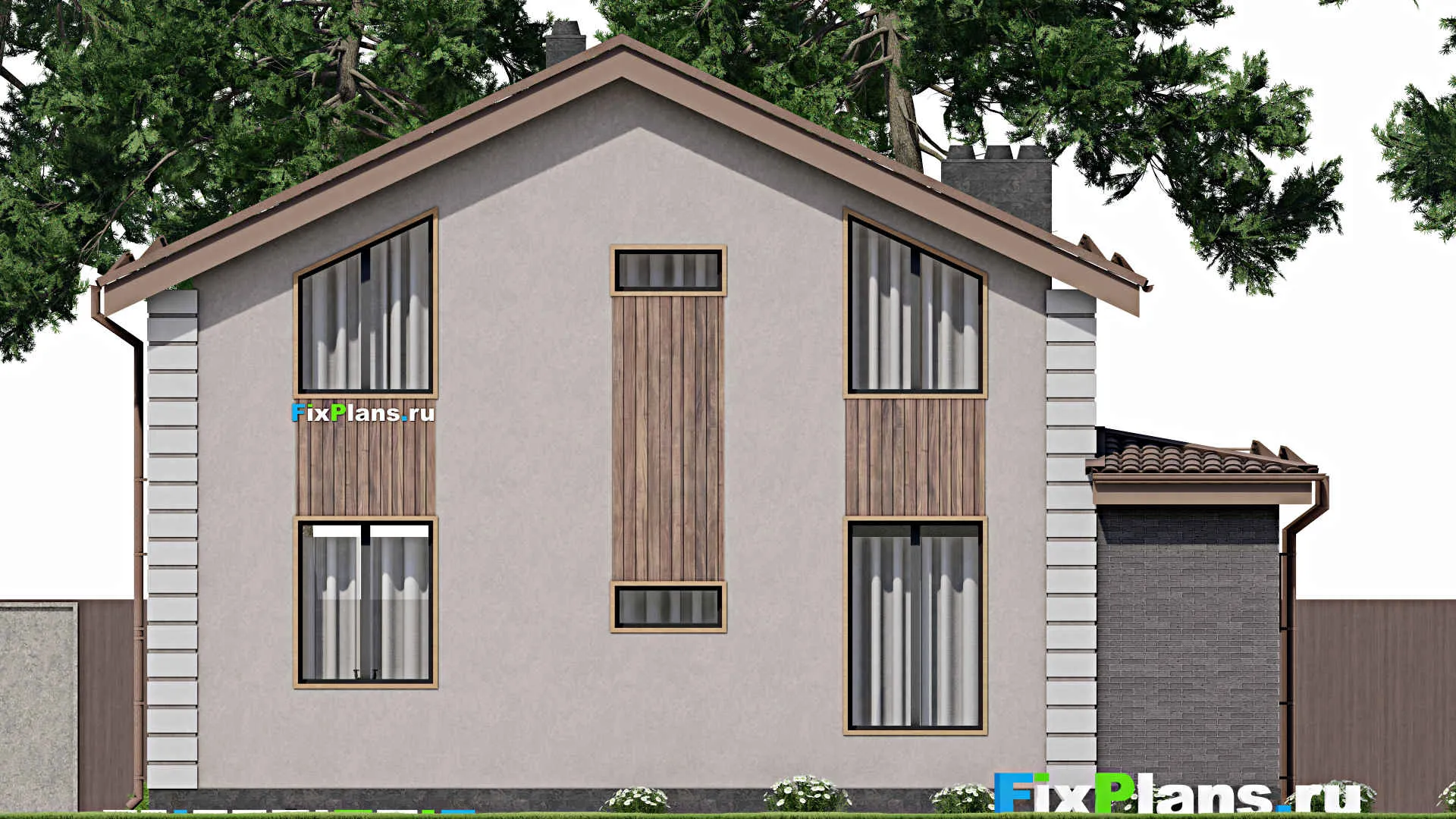 F-8225 - Планы дома с мансардой 9 на 13, площадью 160 м² с террасой и 3 спальнями