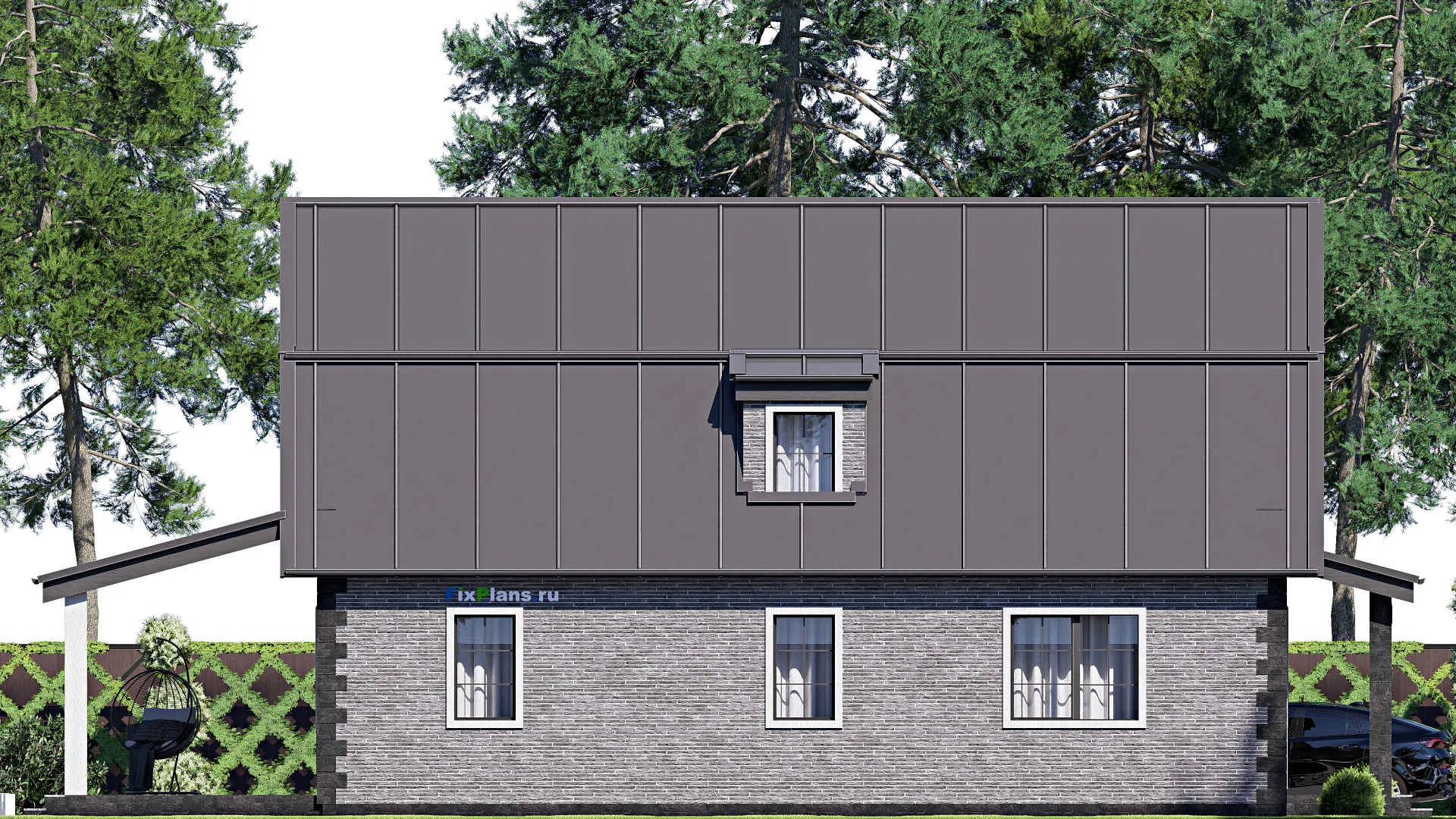 F-19277 - Планы дома с мансардой 9 на 18, площадью 200 м² с террасой и 4 спальнями