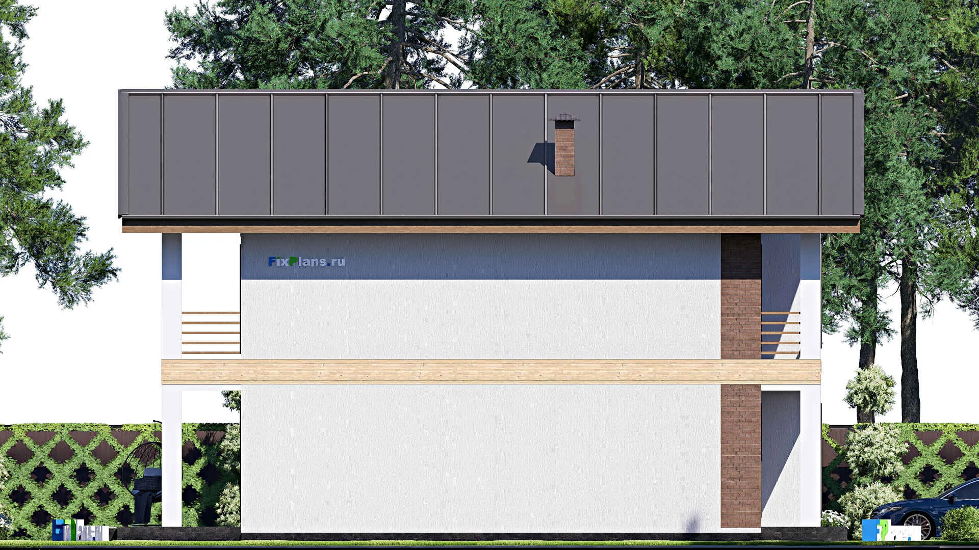 F-19052 - Планы двухэтажного дома 10 на 15, площадью 200 м² с террасой, балконом и 5 спальнями