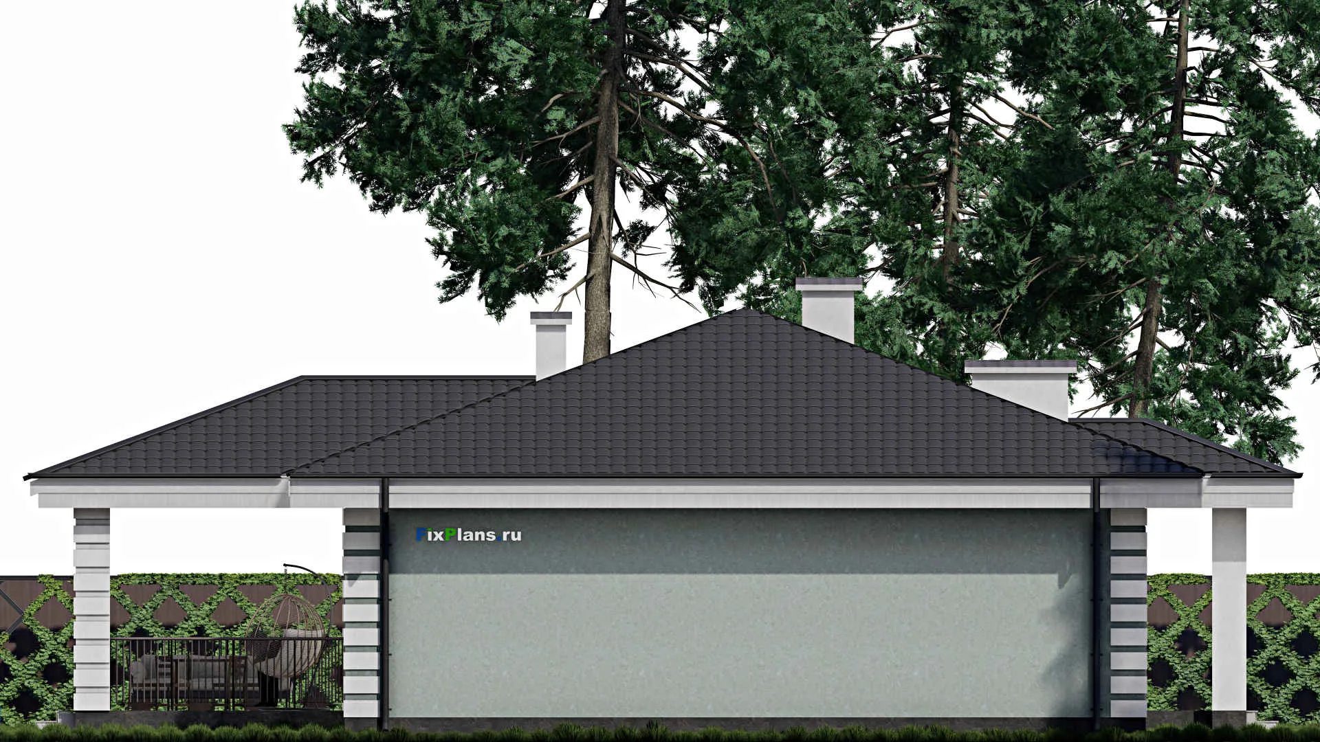 F-0935 - Проект одноэтажного дома 12 на 17, площадью 190 м² с террасой и 3 спальнями