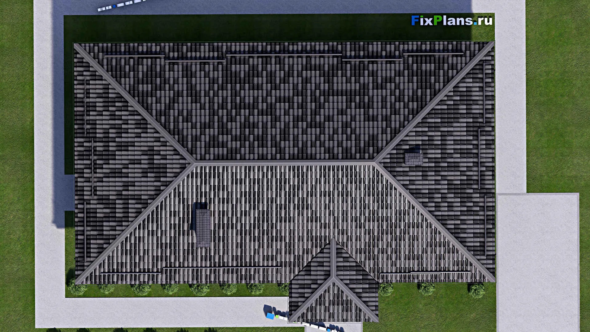 F-12842 - Проект одноэтажного дома 13 на 20, площадью 170 м² с 5 спальнями