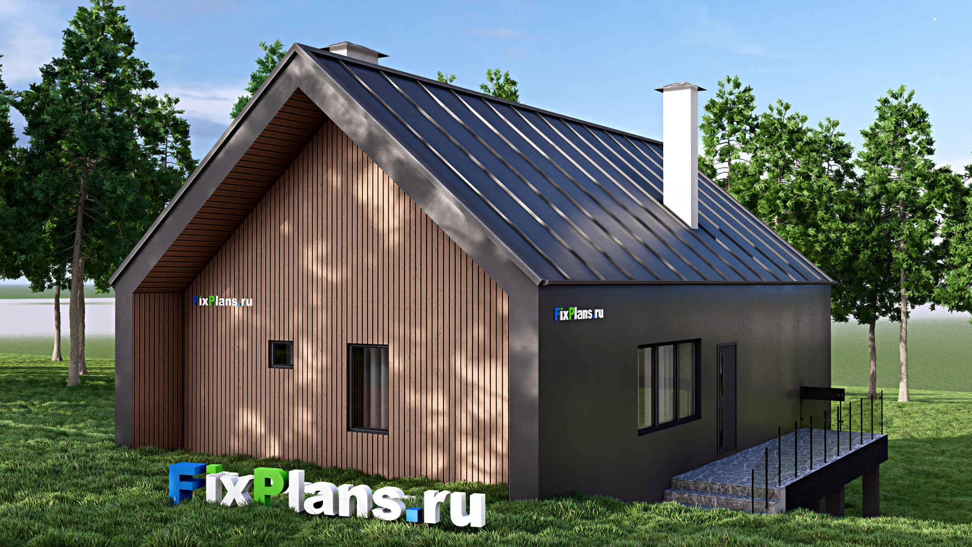 F-13067 - Проект бани 11 на 15, площадью 110 м² с санузлом и спальней