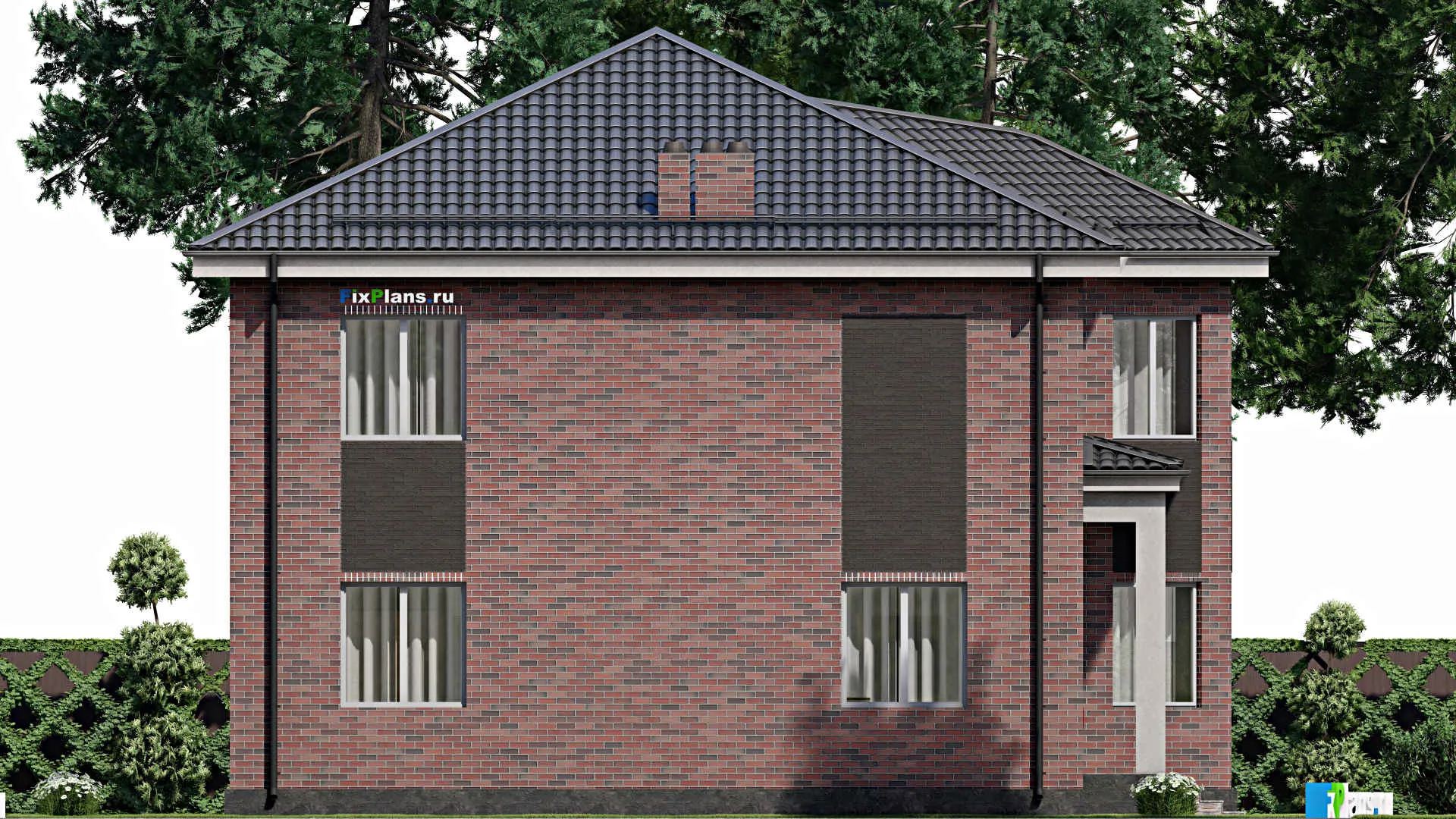 F-3401 - Проект двухэтажного дома 12 на 14, площадью 210 м² с 6 спальнями