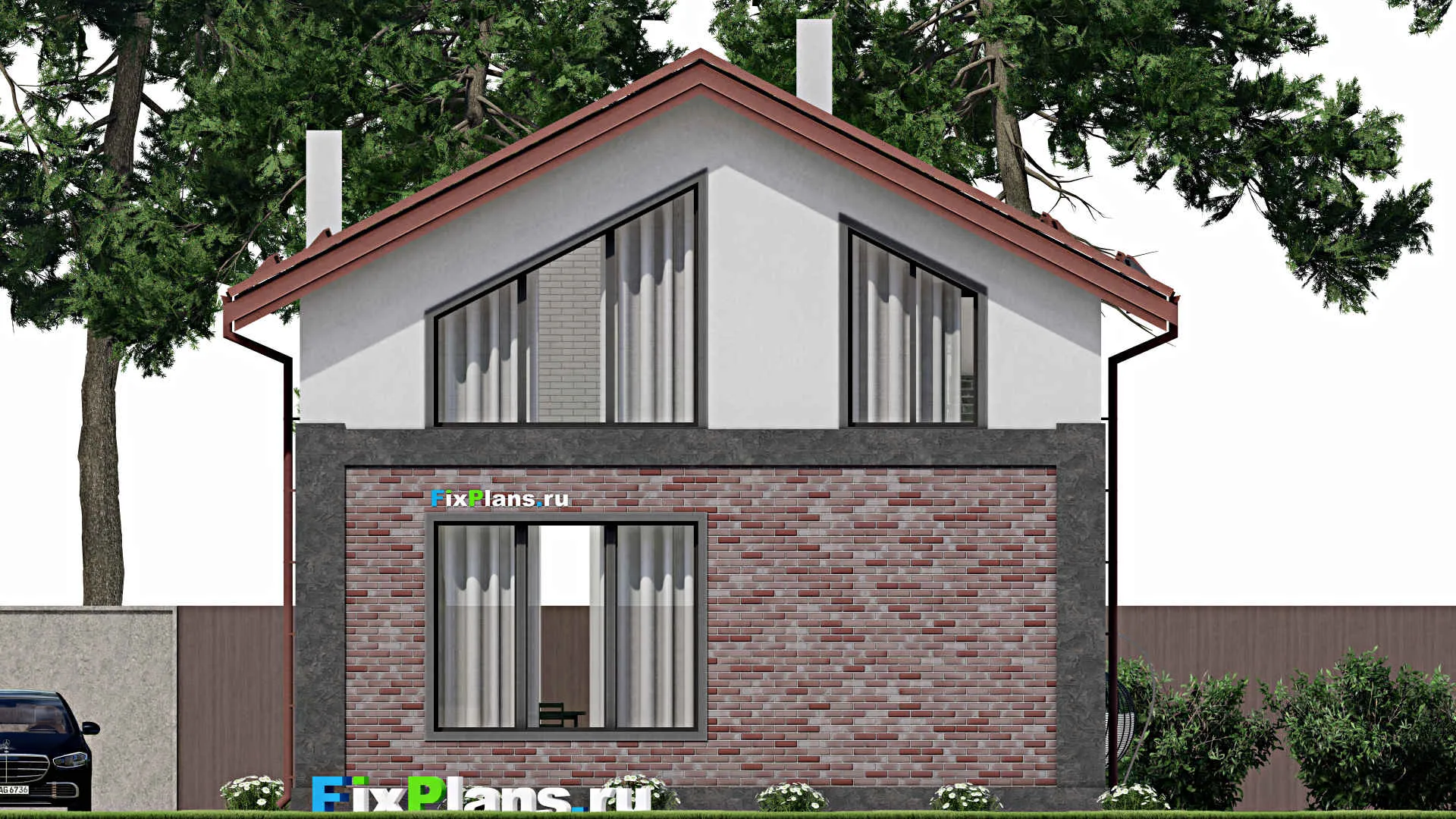 F-2276 - Проект дома с мансардой 9 на 13, площадью 150 м² с 1 спальнями