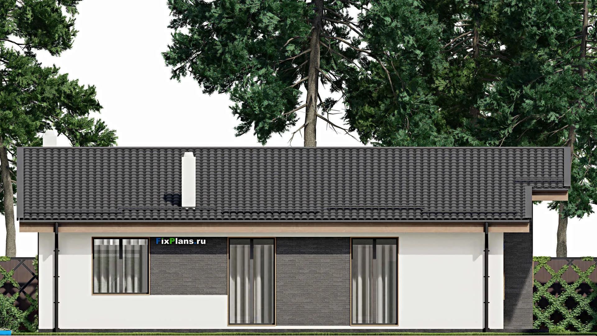 F-4940 - План одноэтажного дома 15 на 16, площадью 190 м² с террасой, баней и 3 спальнями