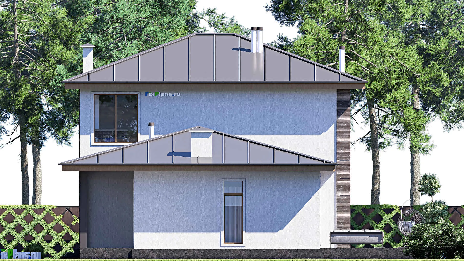 F-19772 - Планы двухэтажного дома 16 на 20, площадью 290 м² с террасой и 3 спальнями