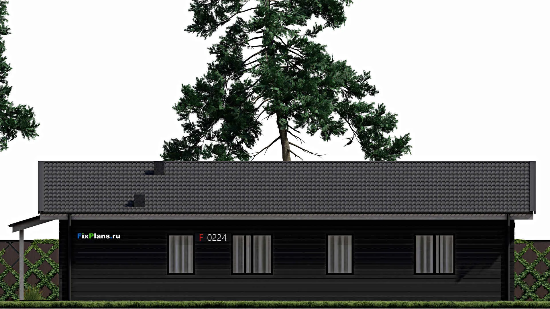 F-0224 - Проект одноэтажного дома 12 на 17, площадью 210 м² с террасой и 3 спальнями