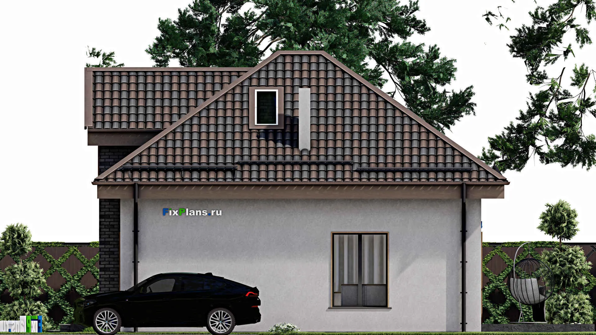 F-8306 - Проект дома с мансардой 9 на 14, площадью 130 м² с террасой и 4 спальнями