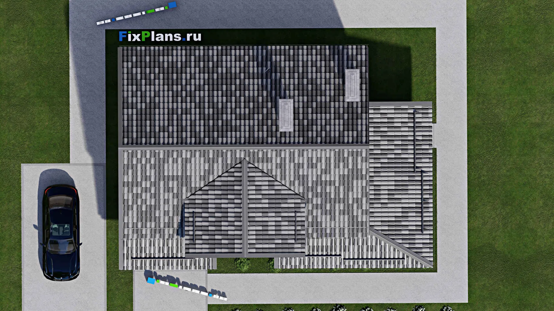 F-3833 - Проект дома с мансардой 9 на 11, площадью 170 м² с террасой и 4 спальнями