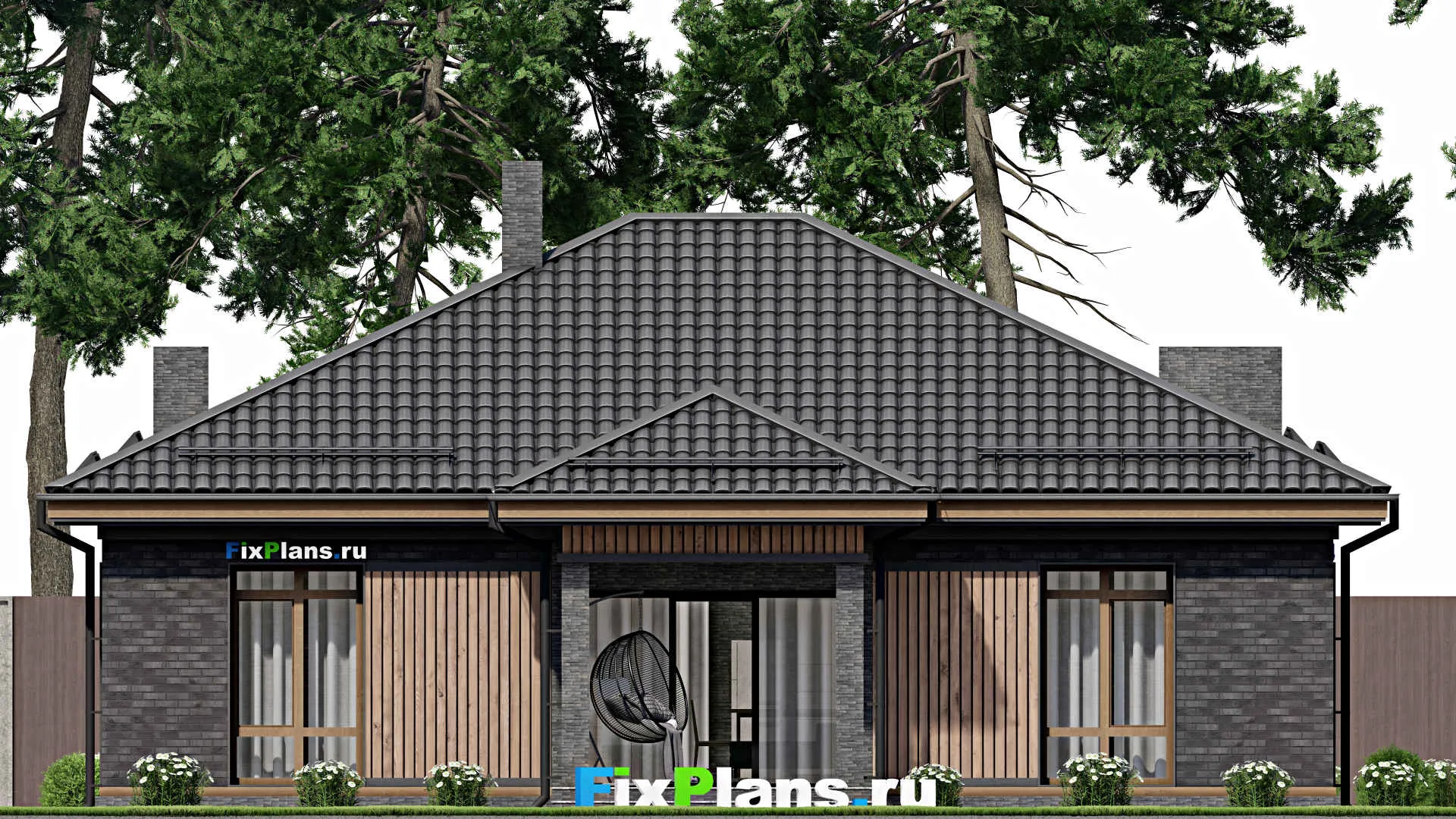 F-2330 - Проект одноэтажного дома 12 на 14, площадью 140 м² с баней и 3 спальнями