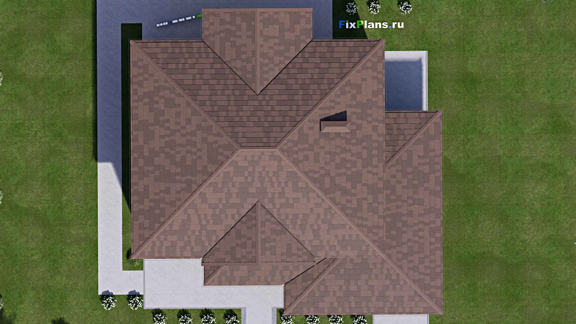 F-17063 - Планы двухэтажного дома 18 на 18, площадью 290 м² с террасой, балконом и 5 спальнями