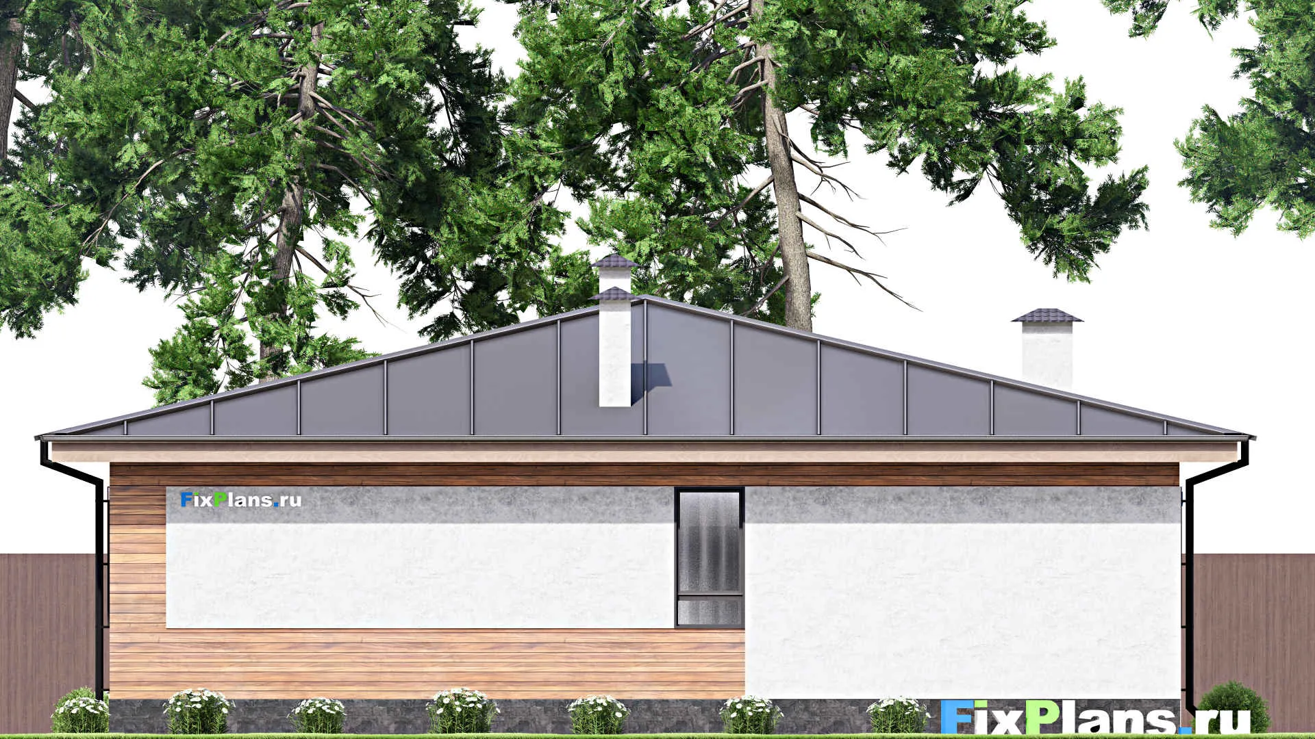 F-12527 - Проект одноэтажного дома 10 на 14, площадью 110 м² с террасой и 2 спальнями