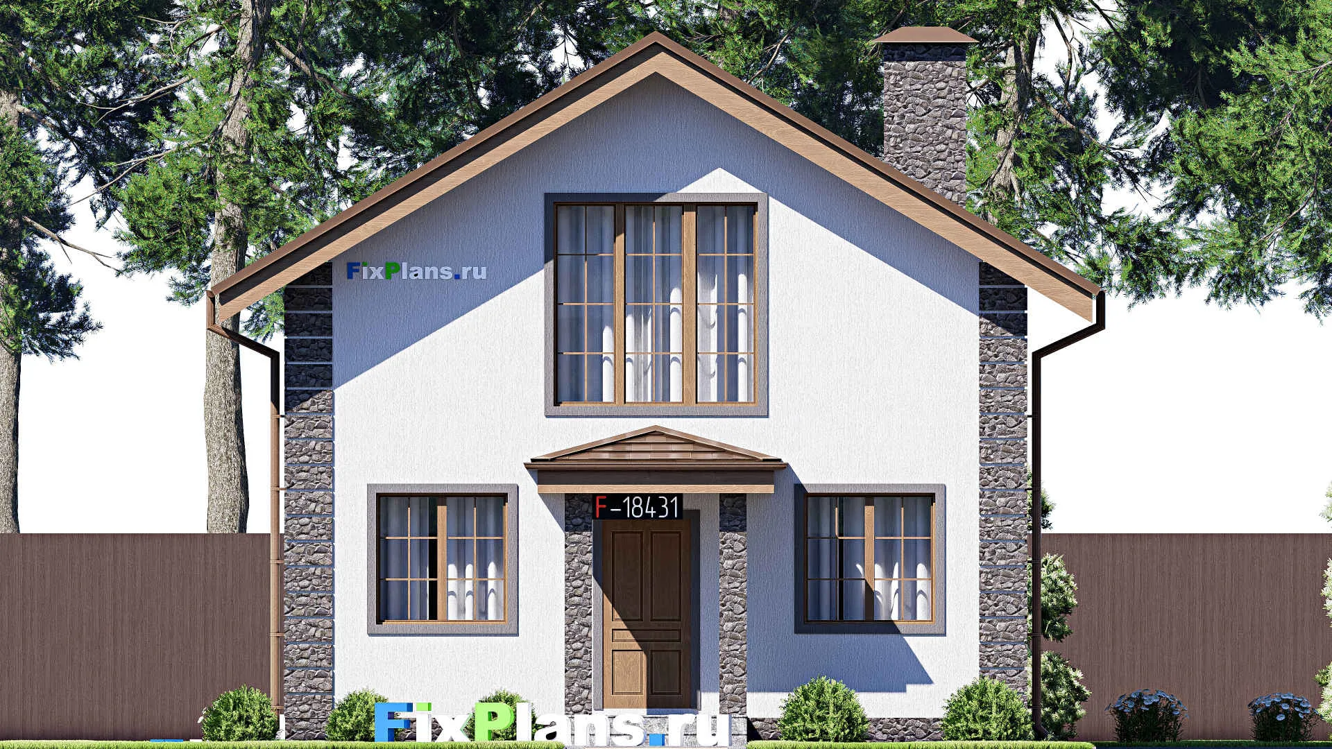 F-18431 - Проект дома с мансардой 9 на 12, площадью 100 м² с террасой, балконом и 4 спальнями