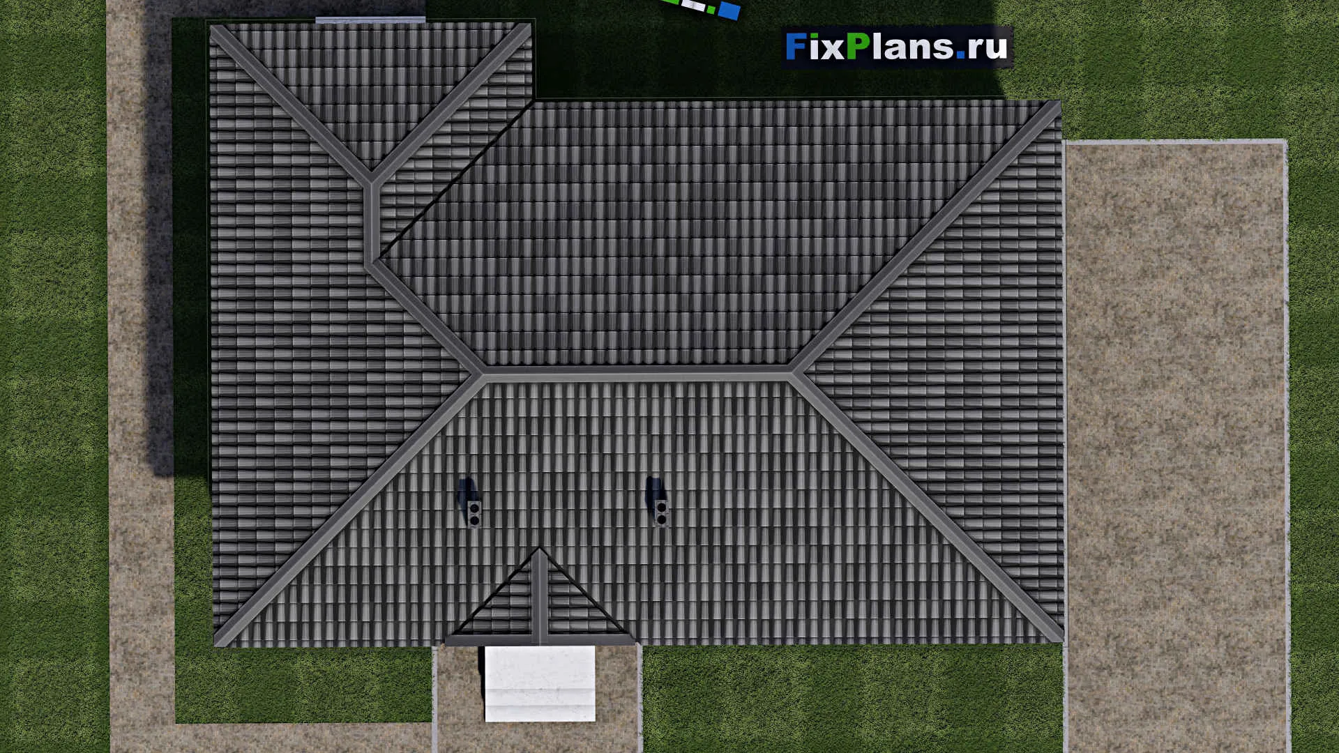 F-1052 - Проект одноэтажного дома 9 на 15, площадью 110 м² с террасой и 3 спальнями