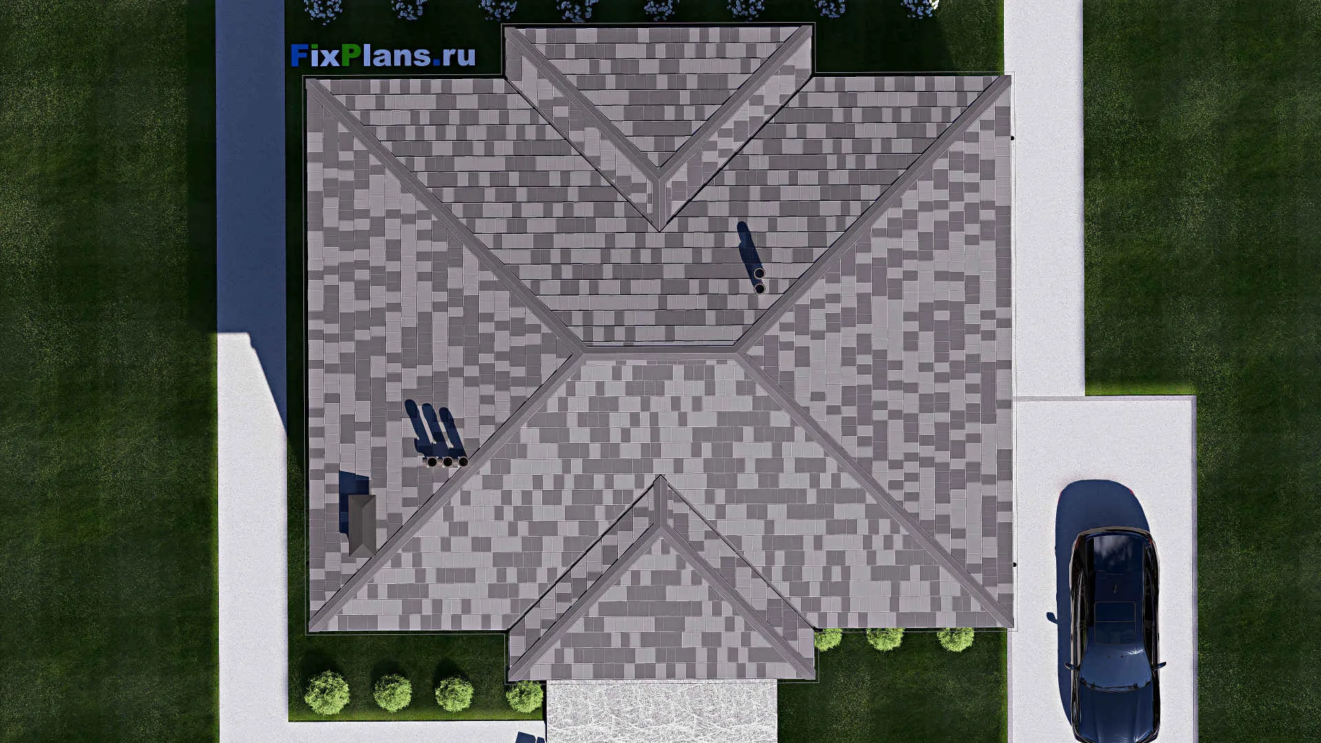 F-17657 - Планы двухэтажного дома 14 на 15, площадью 230 м² с 5 спальнями