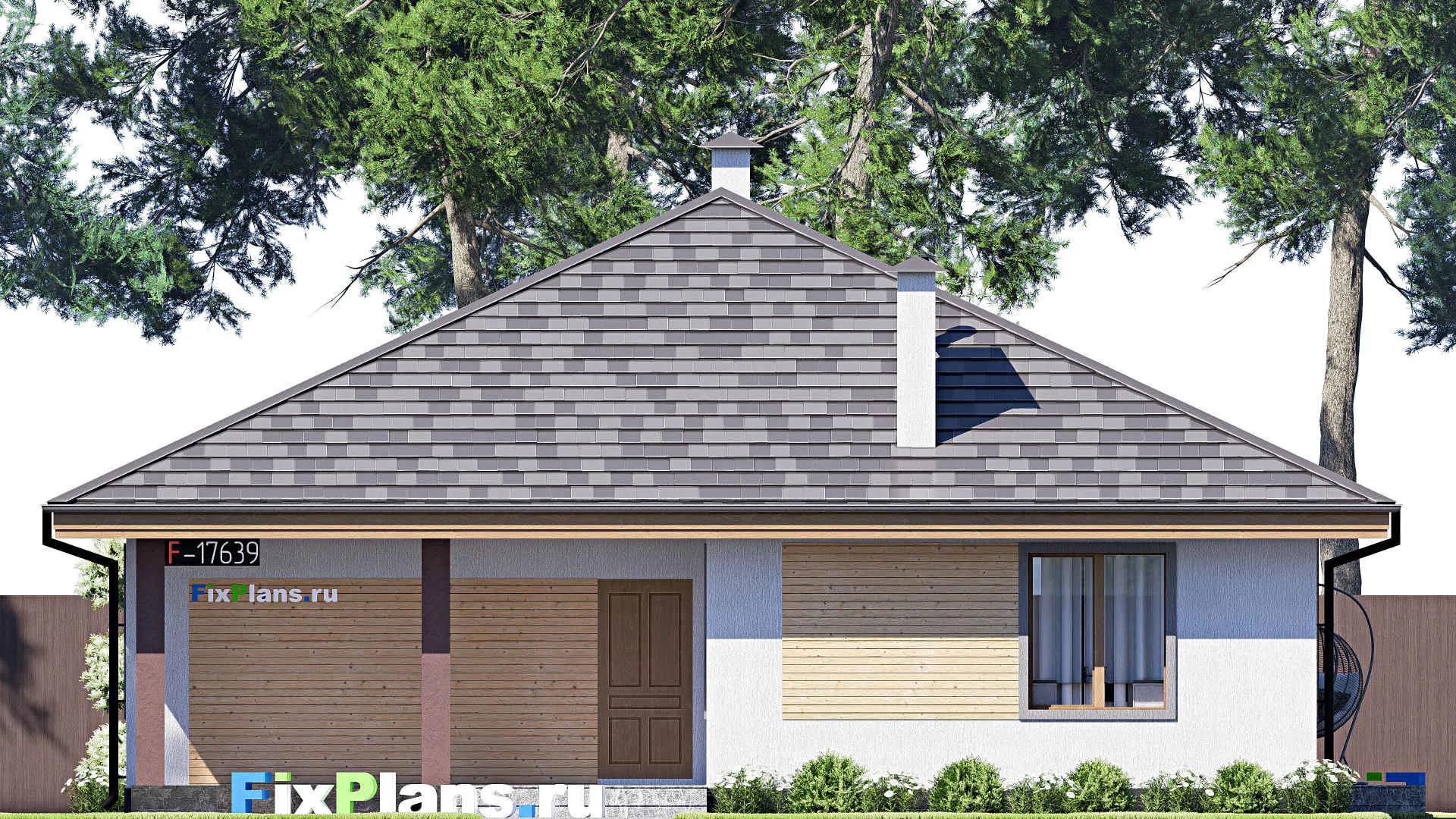 F-17639 - Проект одноэтажного дома 14 на 17, площадью 170 м² с террасой и 3 спальнями