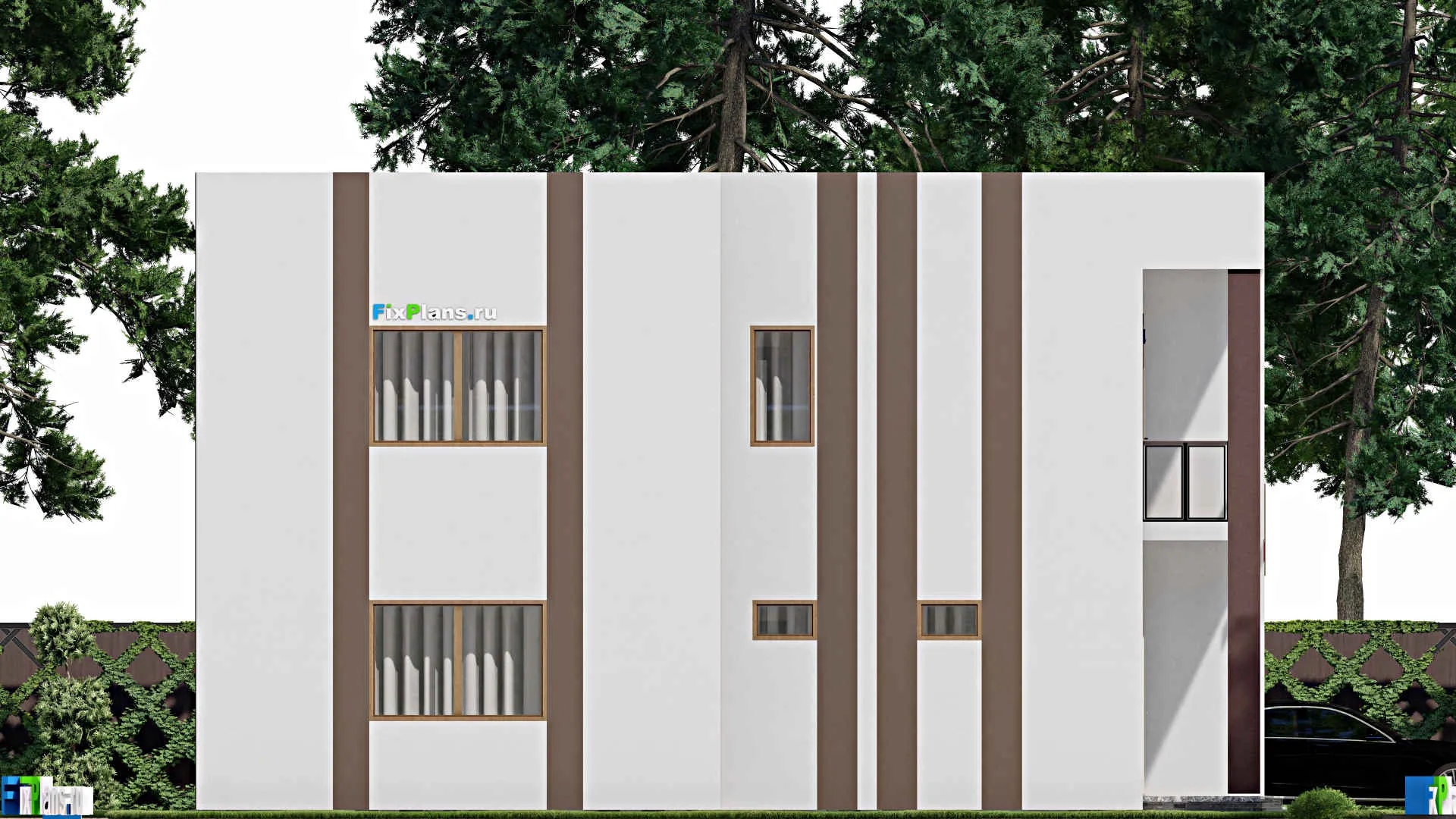 F-10565 - Проект двухэтажного дома 14 на 15, площадью 250 м² с балконом и 5 спальнями