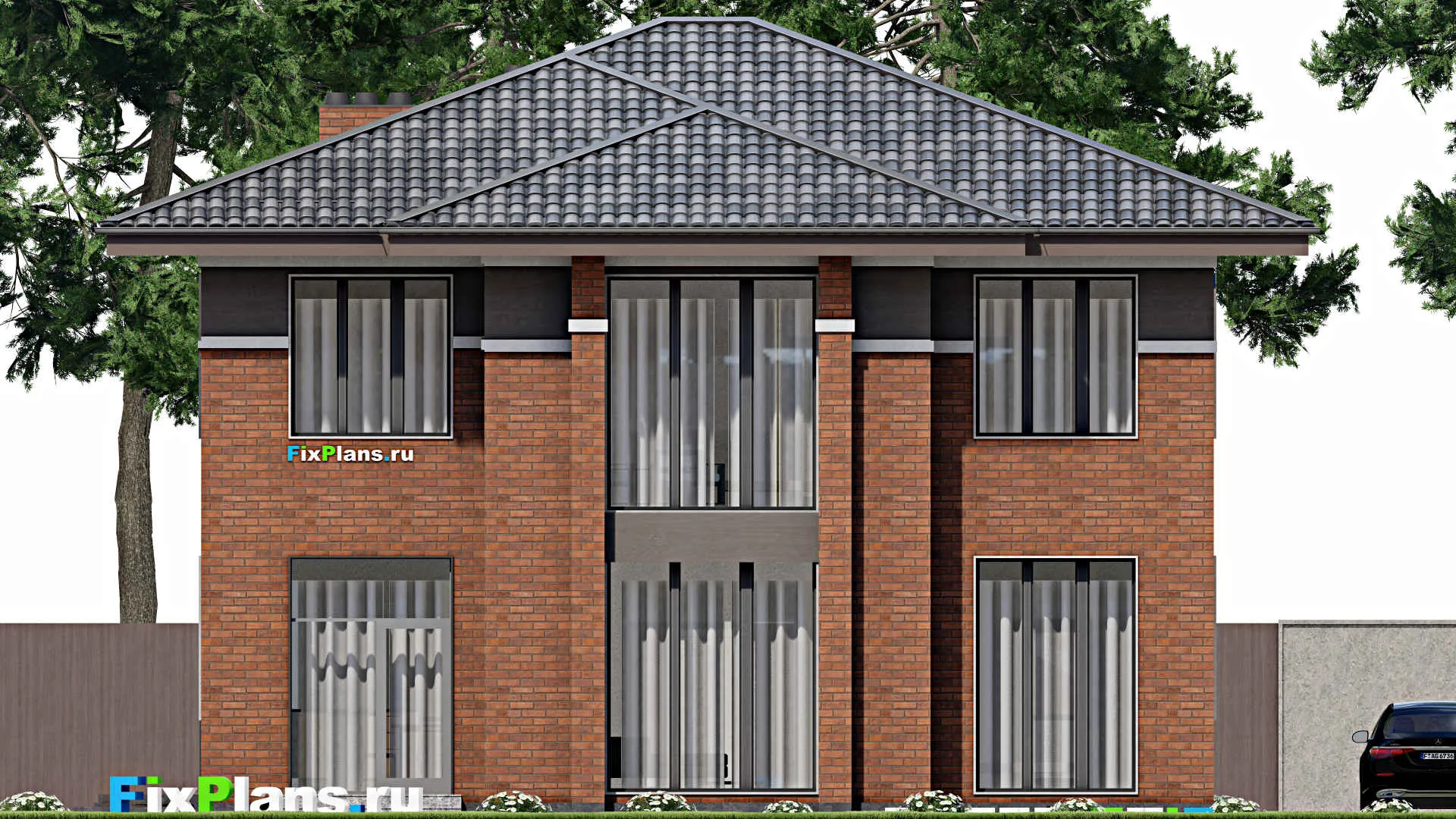 F-7334 - Проект двухэтажного дома 14 на 15, площадью 210 м² с 3 спальнями