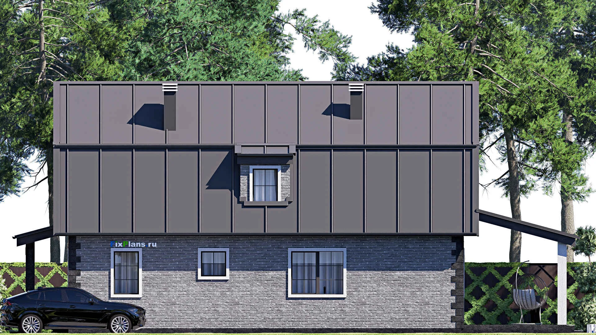 F-19277 - Планы дома с мансардой 9 на 18, площадью 200 м² с террасой и 4 спальнями