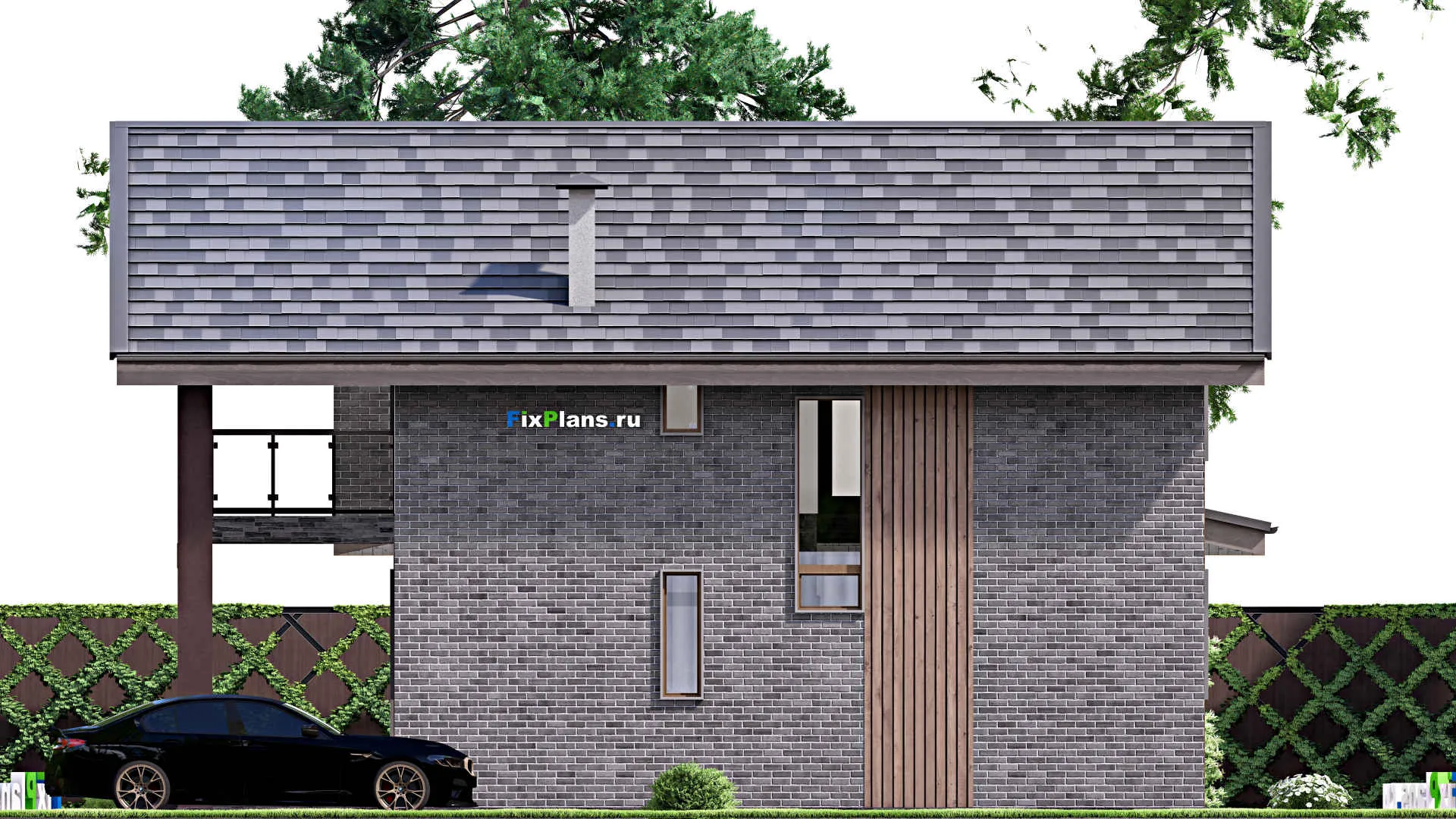 F-12464 - Проект дома с мансардой 12 на 13, площадью 210 м² с балконом, баней и 3 спальнями