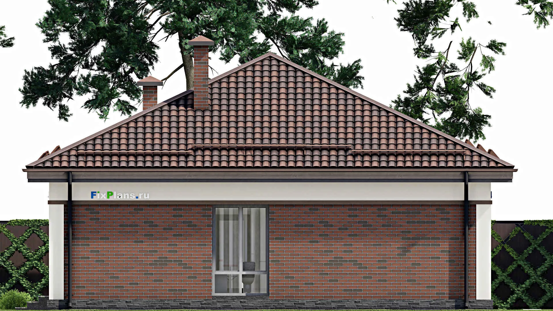 F-6578 - План одноэтажного дома 12 на 13, площадью 120 м² с террасой и 3 спальнями