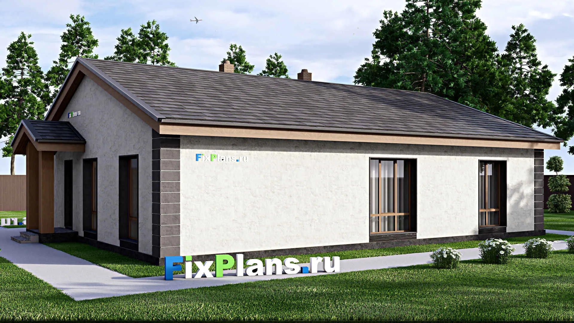 F-14489 - План одноэтажного дома 13 на 16, площадью 160 м² с 4 спальнями