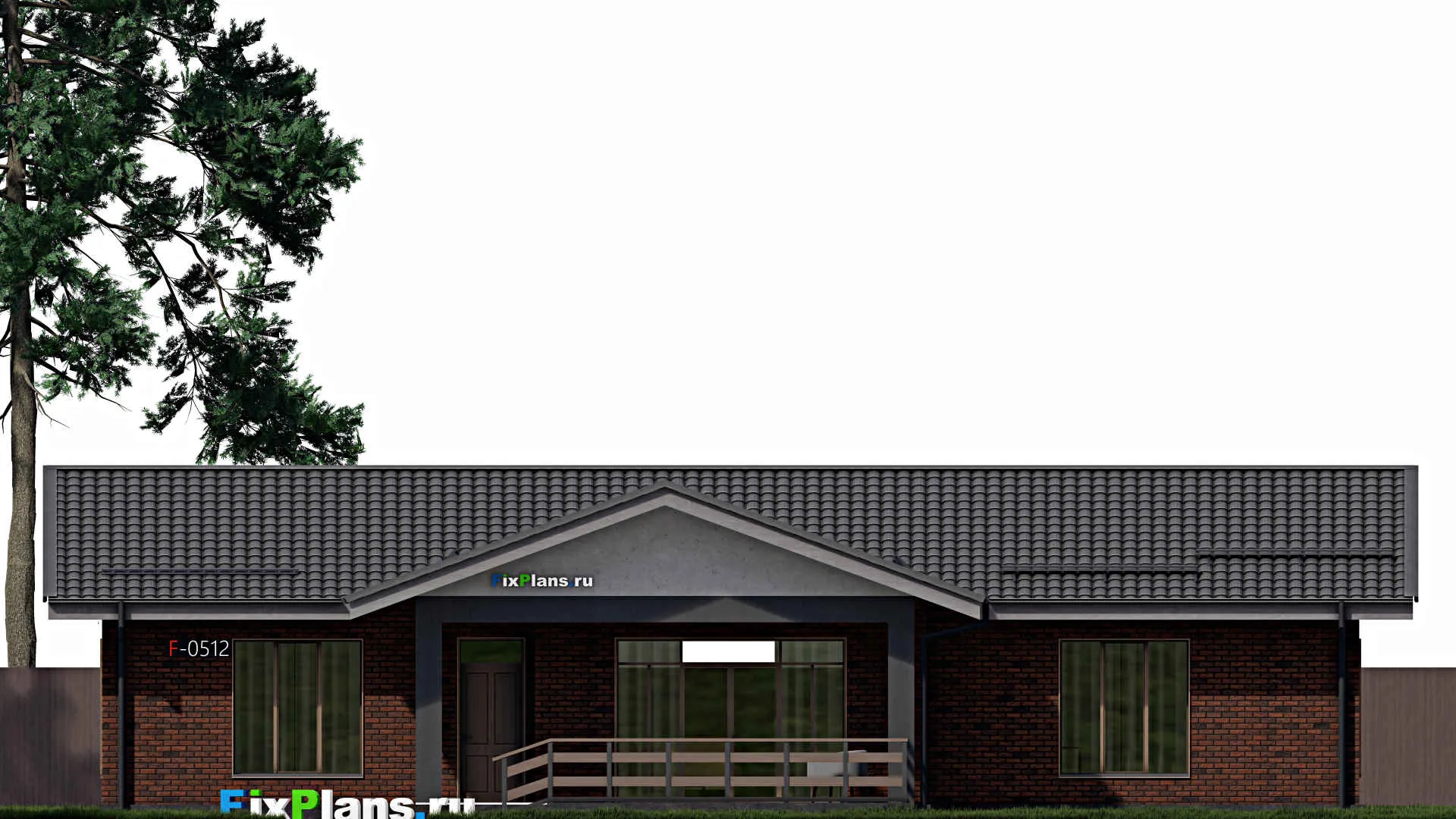 F-0512 - План одноэтажного дома 13 на 20, площадью 200 м² с террасой и 1 спальнями