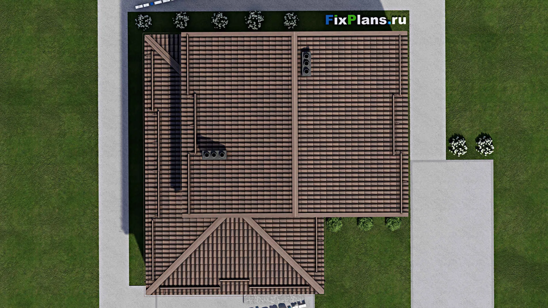 F-8225 - Планы дома с мансардой 9 на 13, площадью 160 м² с террасой и 3 спальнями