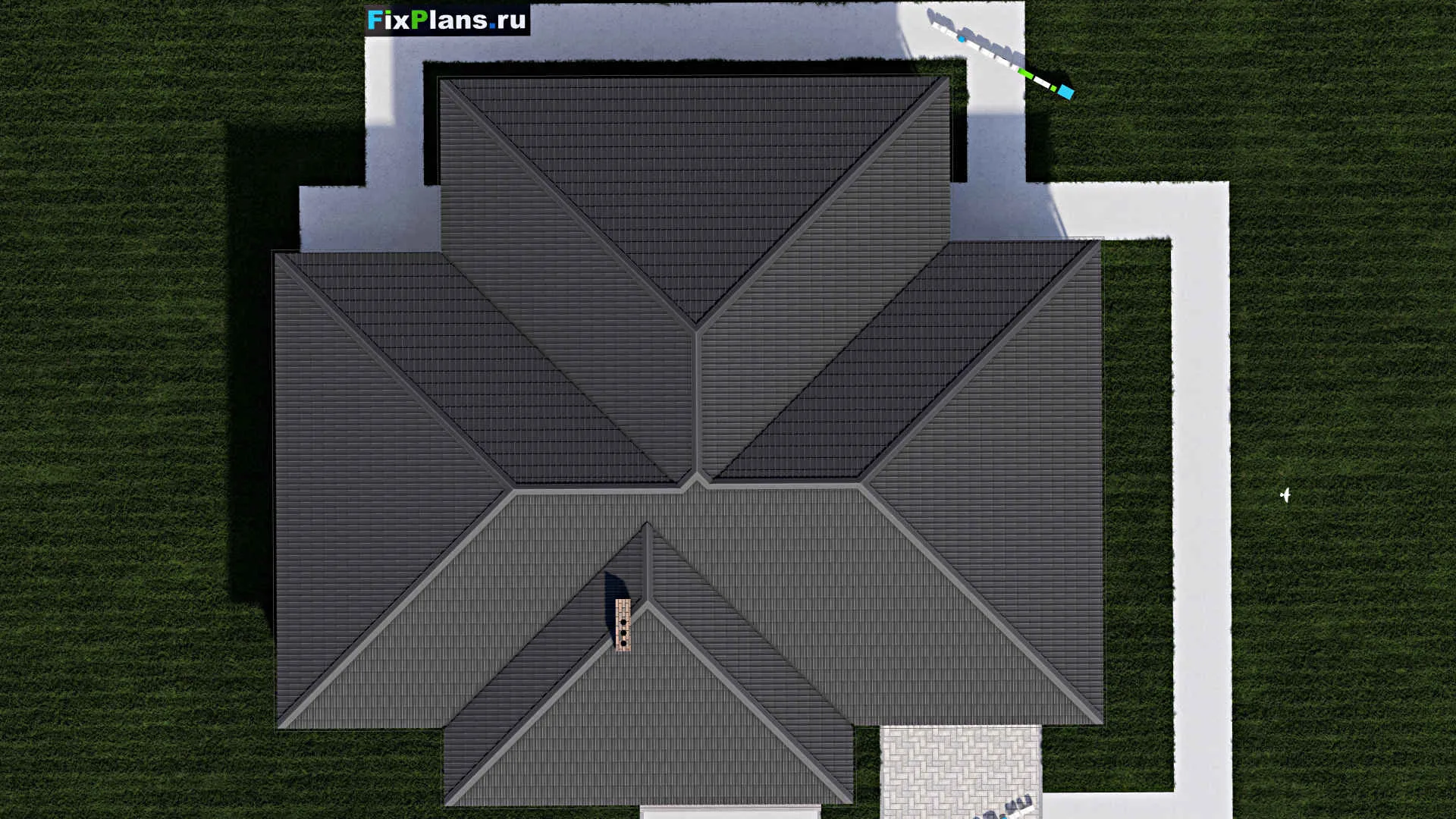 F-0215i - Проект одноэтажного дома 18 на 20, площадью 230 м² с террасой, гаражом на 2 машины и 3 спальнями